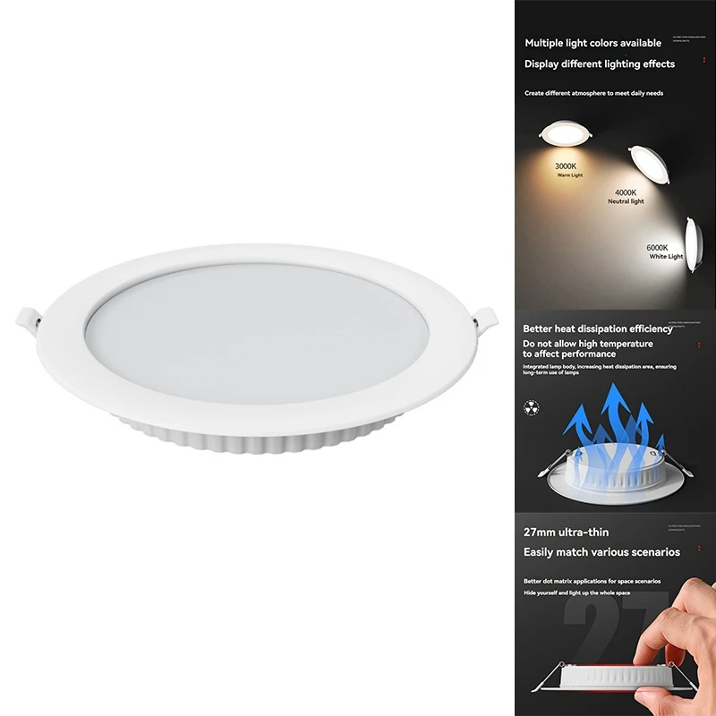 

6PCS LED Downlight 8 Inch 20Watt Ultra-Thin LED Recessed Downlight Ceiling Downlight Warm Light