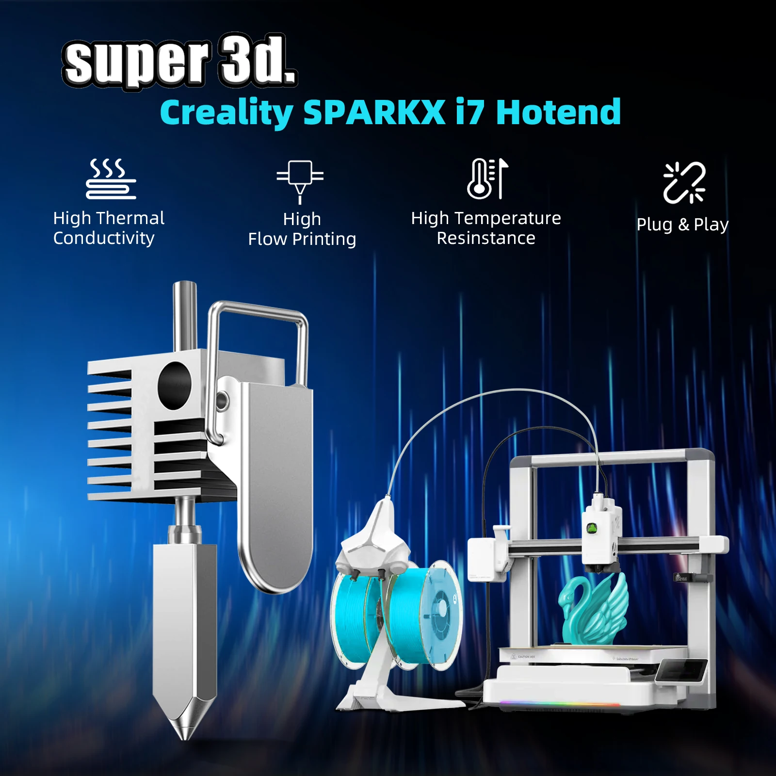 2026 Creality SPARKX I7 Heizblock Hotend 0,4mm Kupferlegierung + gehärteter Stahl I7 Schnellwechsel-Hotend 3D-Drucker-Zubehör