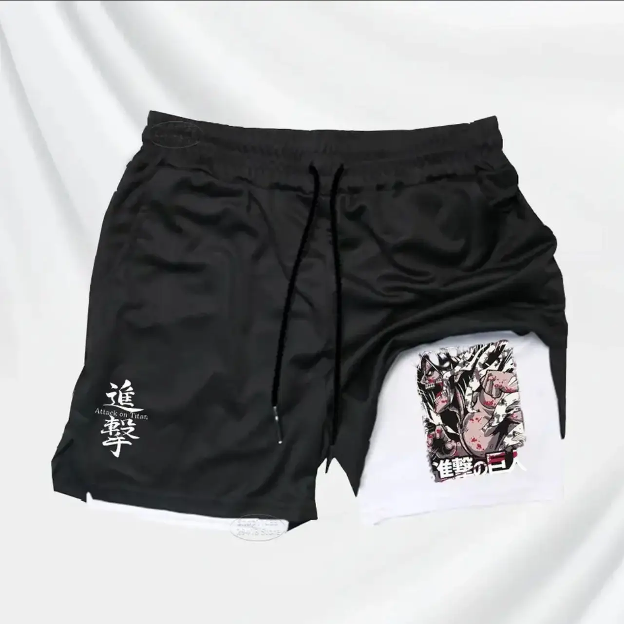 

Fitness Sports Shorts Men's 2-in-1 Quick-drying Pants Running Exercise Shorts Sportswear with Mobile Phone Pocket Men's Clothing