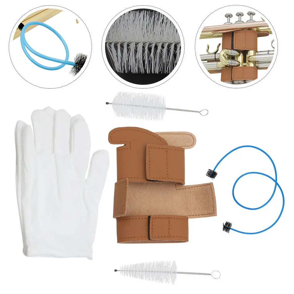 1Set Professional Trumpet Cleaning Kit with Non-Scratch Brushes Sturdy Tear-Resistant Bristles for Cornet Trumpet Tubular Wind