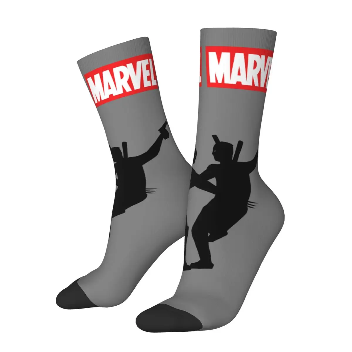 Dancing Heroes Funny Sock for Men Hip Hop Vintage Marvel X-man Deadpool & Wolverine Seamless Pattern Printed Boys Crew Sock