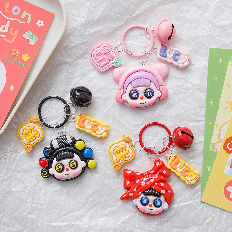 Kawaii Cartoon Anime Girls Keychain Sweet Cute Resin Key Holder Keyring Lovely Backpack Pendant Bag Decoration