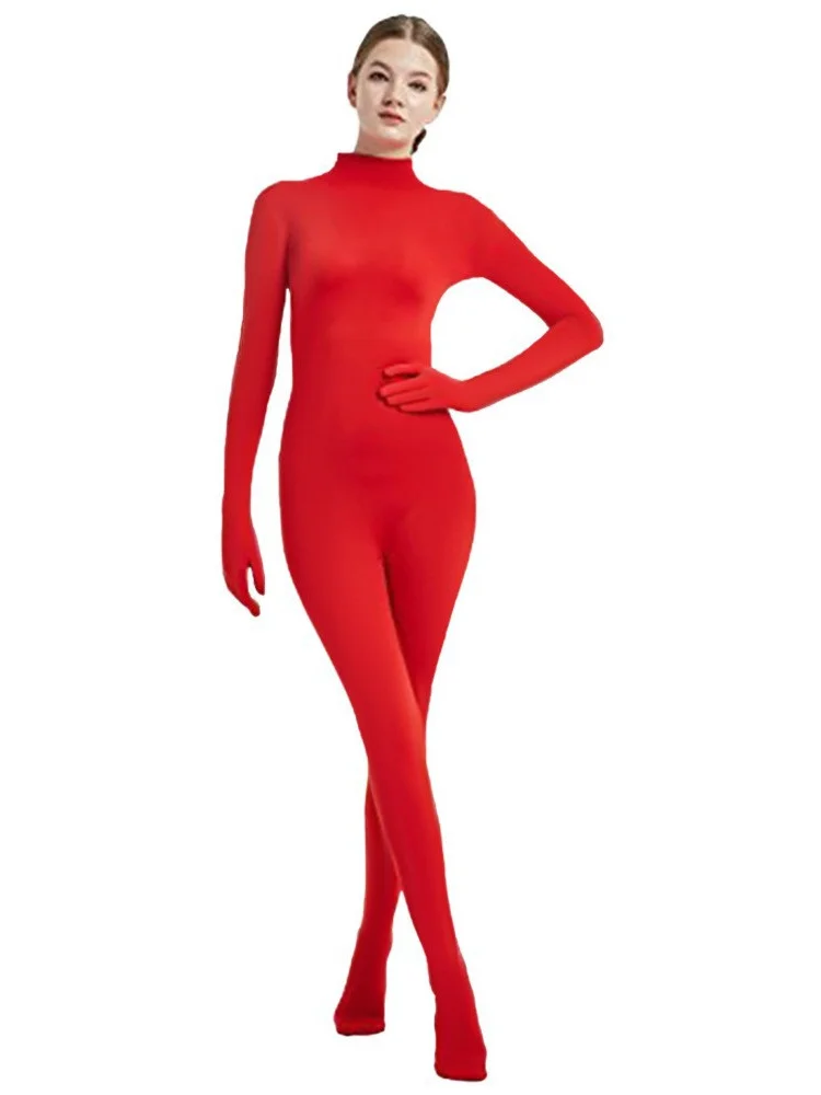 2026 Popular Women's Tight-Fitting Half-Pack Onesie Zentai Pure Color Dance Stage Performance Suit Low Waist Short Pants