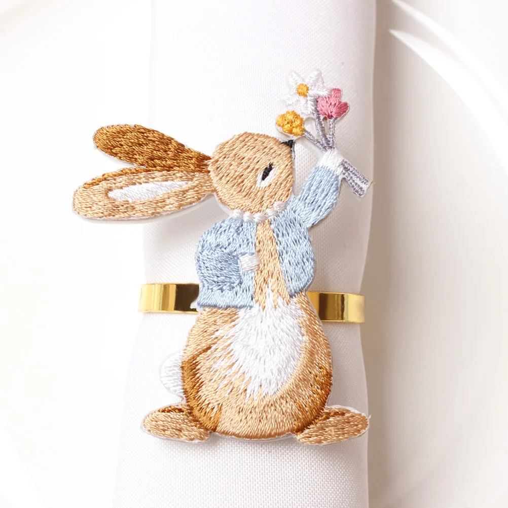

6Pcs Creative Rabbit Napkin Rings Metal Buckle Elegant Table Decor for Home Party Wedding Banquet Restaurant Napkin Ring Decor