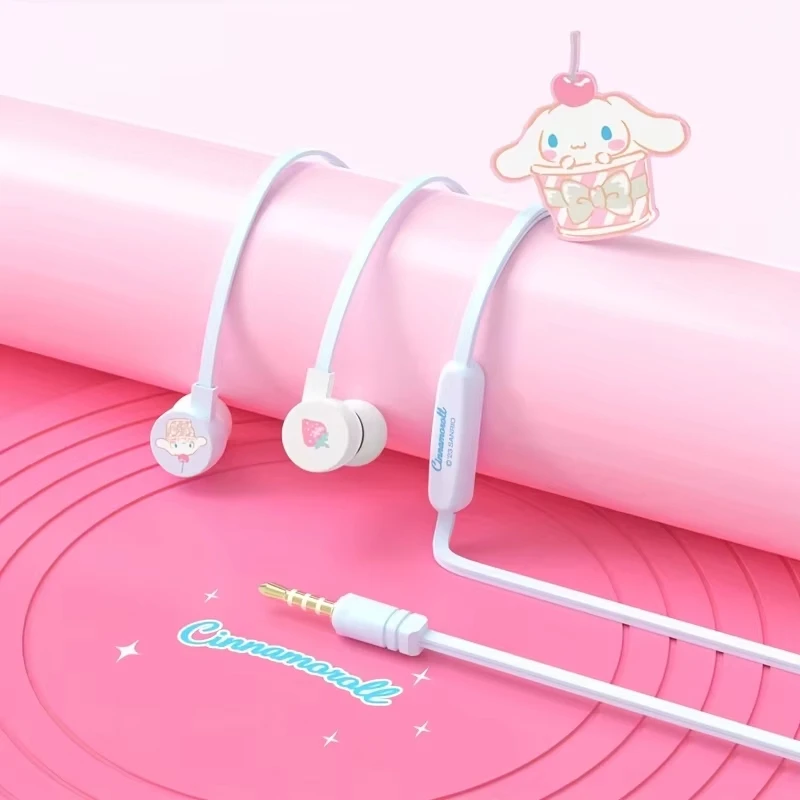 New Sanrio JS-0131 in-ear Wire Earbuds Kuromi Cinnamoroll Music Earphones My Melody Kawaii Games Sports Headphones Pochacco Gift