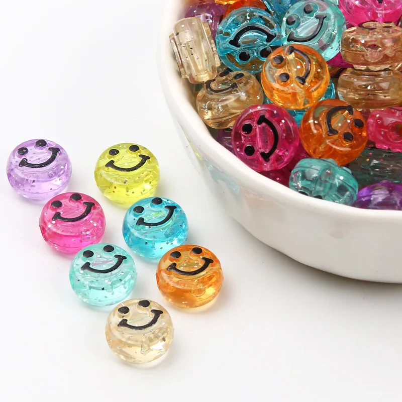 10mm 50pcs Mixed Simling Spacer Beads Smile Face Acrylic Beads For Jewelry Making Diy Bracelet Necklace Earring Accessories