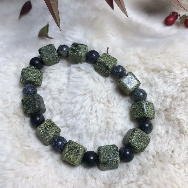 

Чистая натуральная медицина, королевский камень, сахарный куб, браслет, змеиный узор, нефритовый круглый браслет из бисера, ювелирные изделия