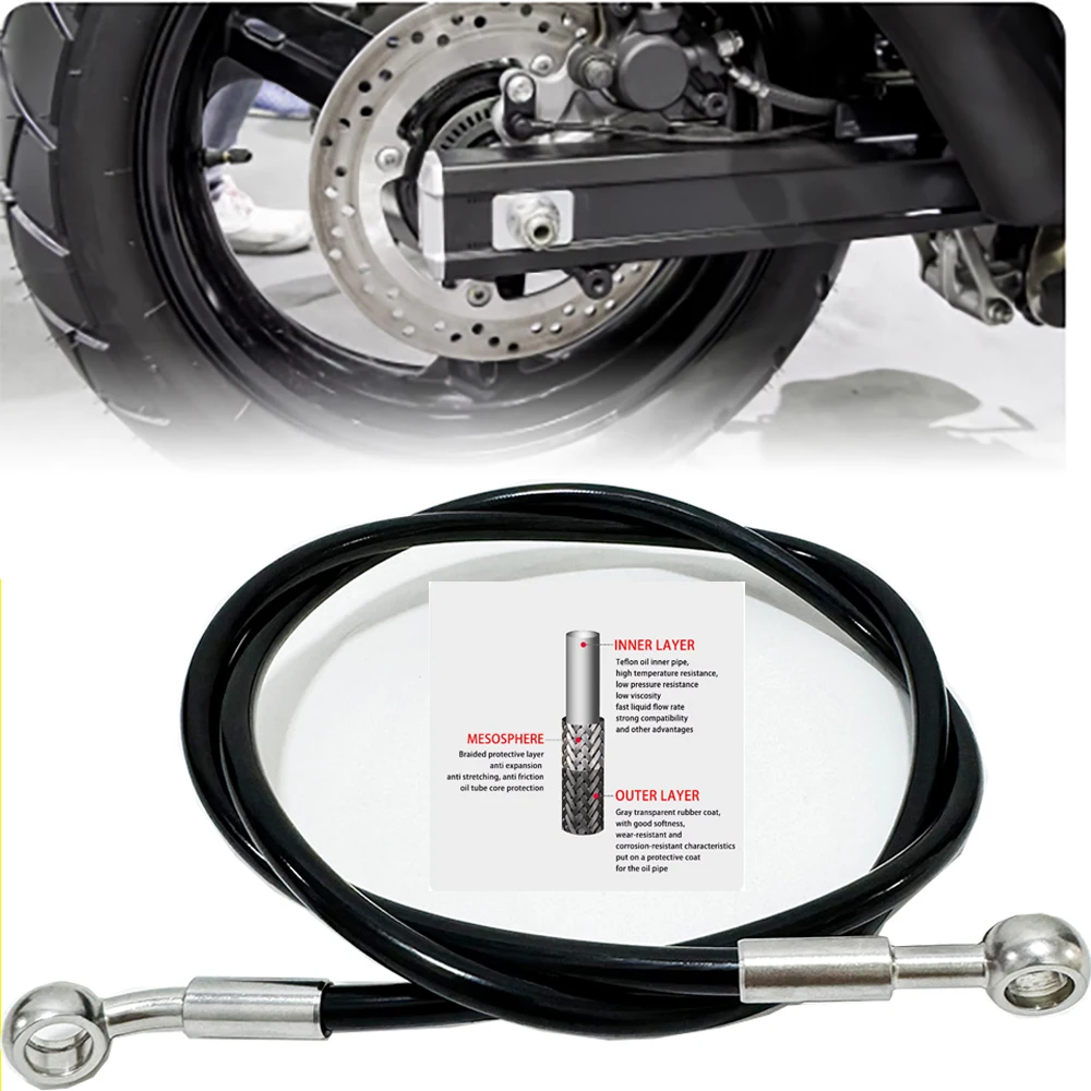 Black High quality10CM To 500CM Motorcycle Hydraulic Reinforced Brake Clutch Oil Hose Line Pipe Fit ATV Dirt Pit Racing Bike MX