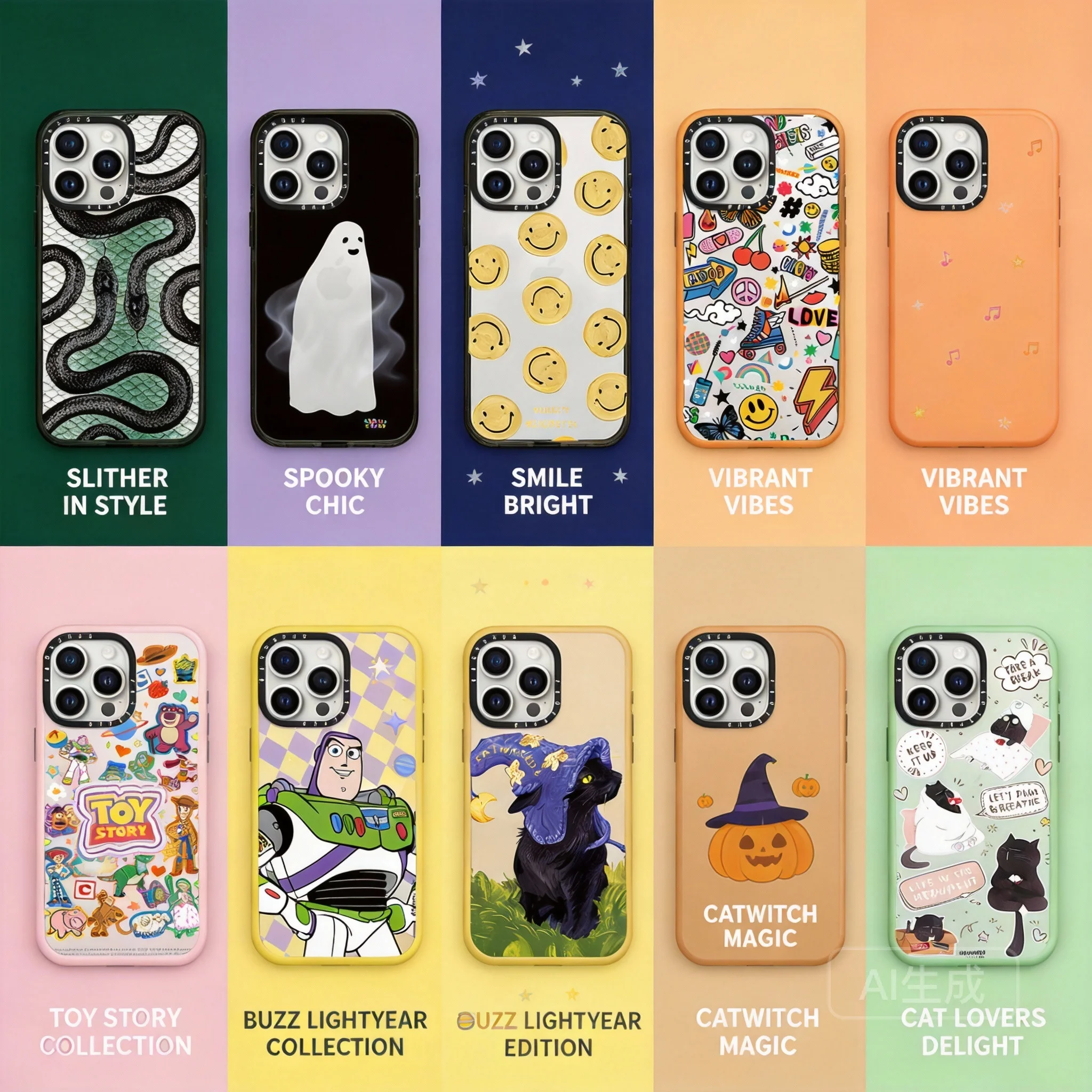 

iPhone 16 Pro Max Case Transparent Protective Phone Cover with Toy Story Ghost Little Cat Snake King Design for iPhone 16 Pro