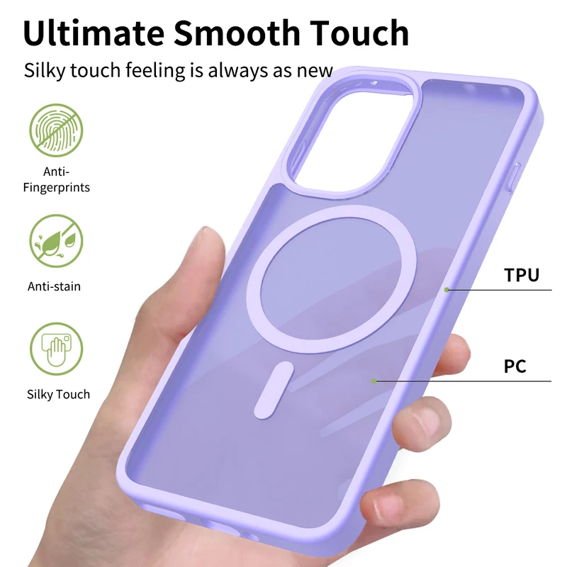 Ultra-Thin Wireless Charging Case for OnePlus 15 15R Ace 6 TPU+PC Silky Smooth Touch Shockproof Cover for MagSafe Shell