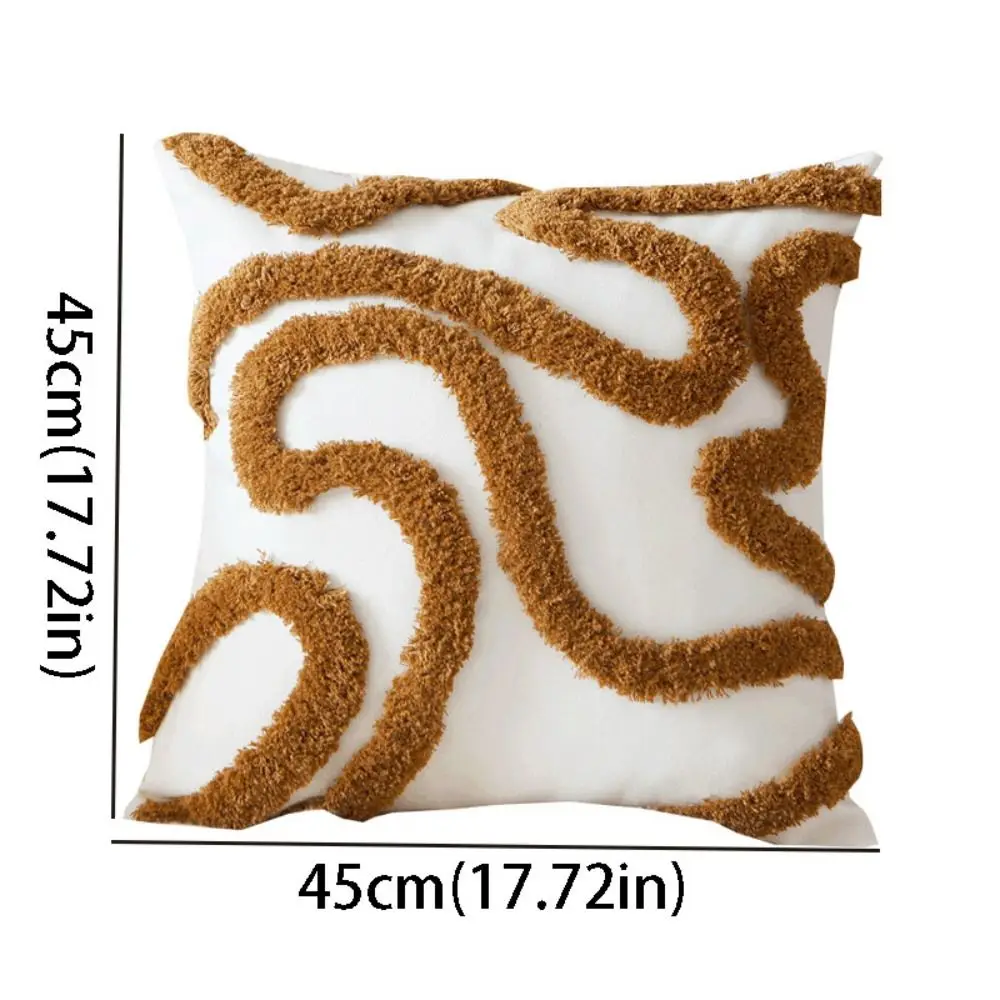 غطاء وسادة رمي بني عتيق بتصميم هندسي معنقدة غطاء وسادة خصر عالي الجودة من مادة الكتان القطيفة #6