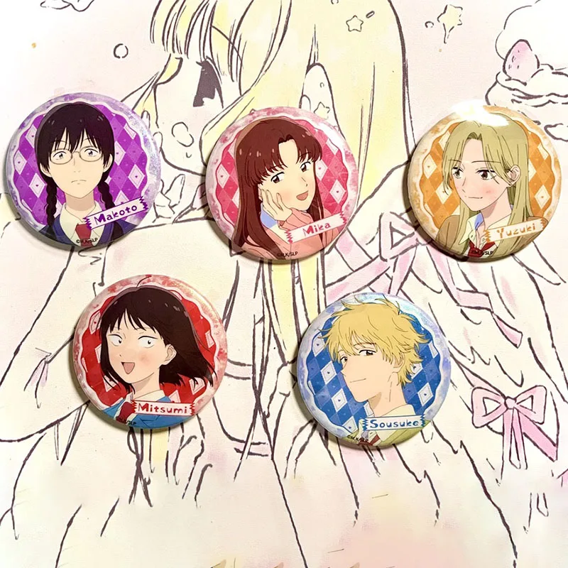 Anime Skip And Loafer Brooches Iwamura Mitsumi Shima Sousuke Tinplate Badge Cosplay Backpack Decoration Gifts