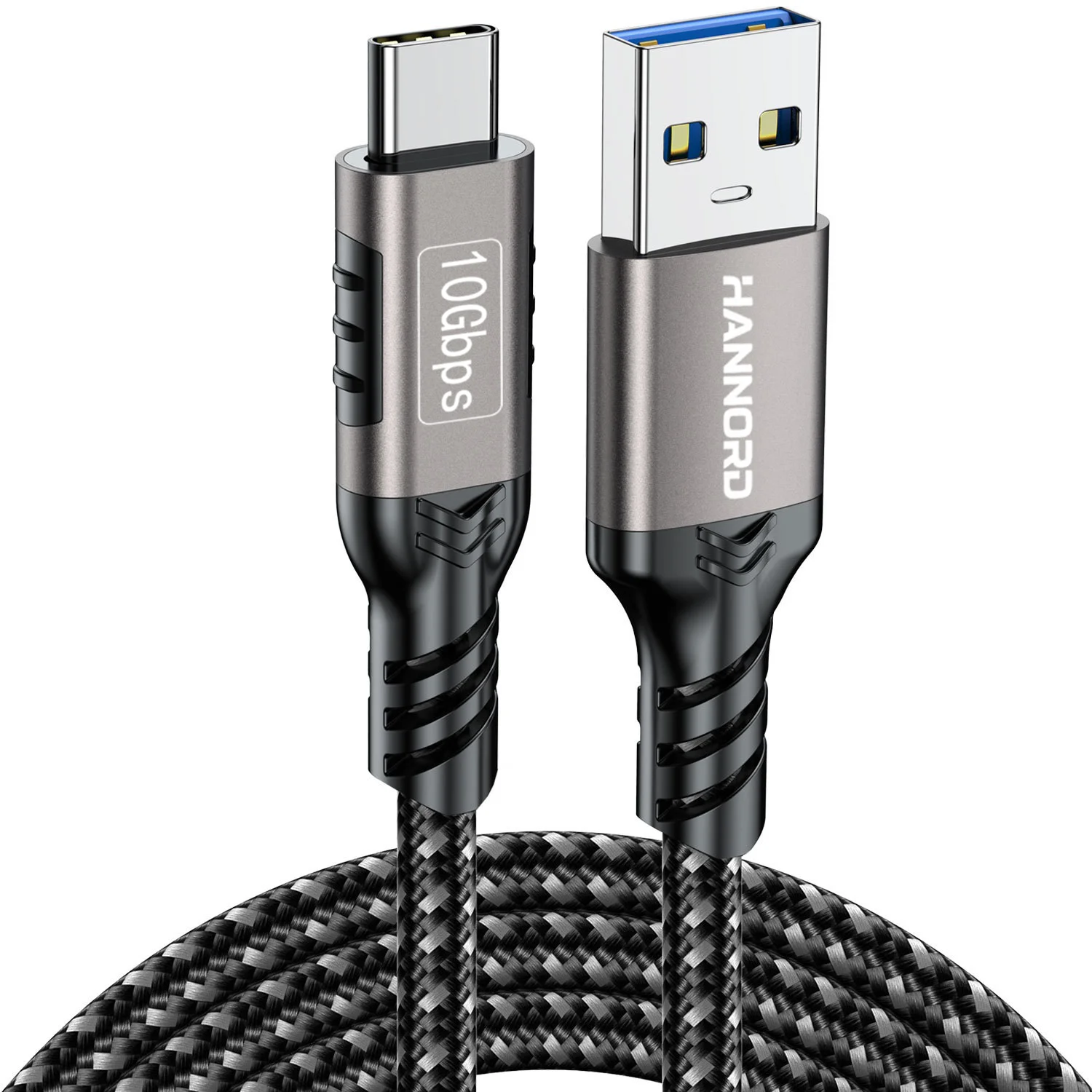 Hannord USB3.2 10 Gbit/s USB A auf USB C 3.2 Gen2 Typ-C-Kabel Datenübertragung 3 A 60 W QC 3.0 Schnellladung für iPhone MacBook SSD