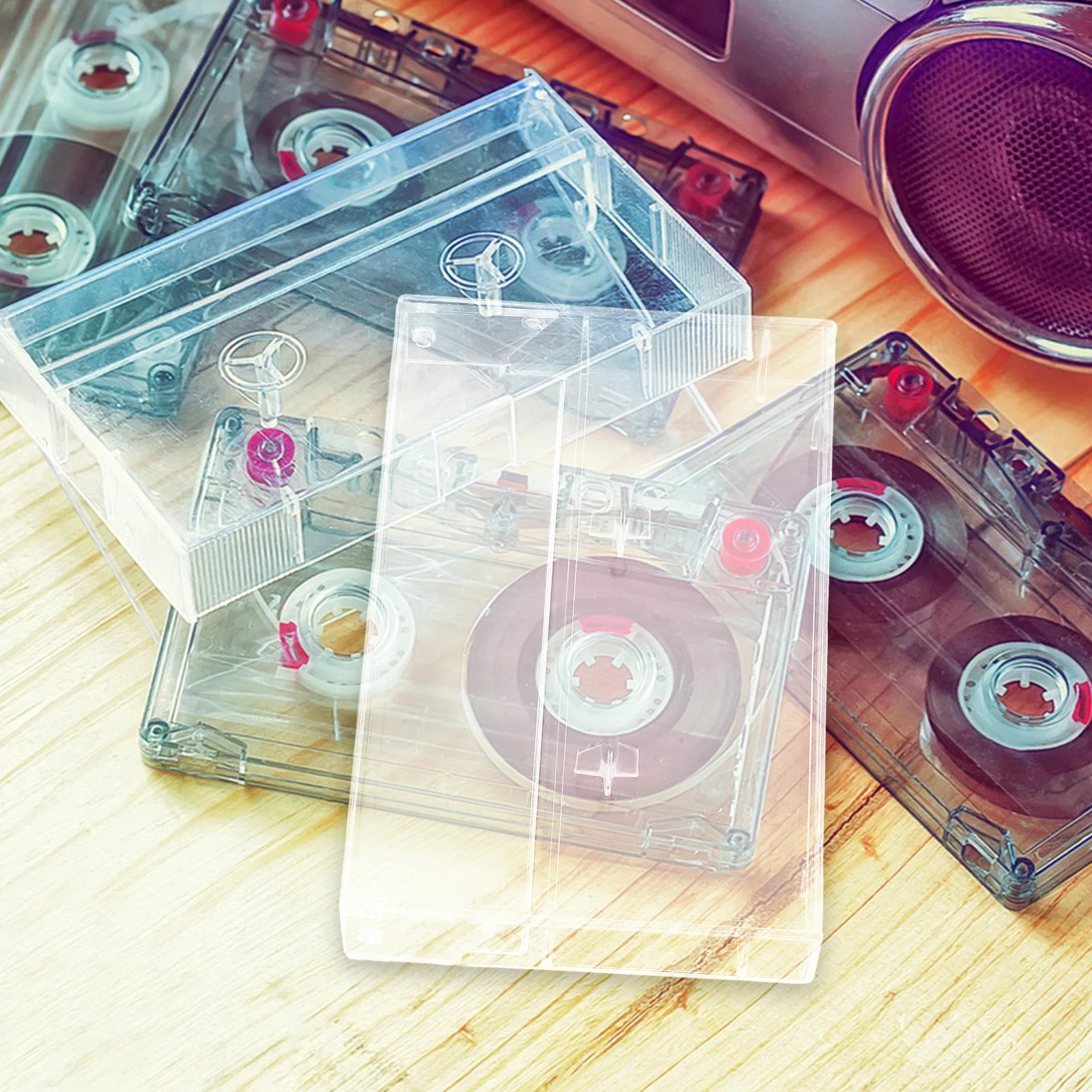 

2 pcs Magnetic Tape Storage Box Clear Audio Cassette Holder Dustproof For Vintage Cassettes Organizer Display Case Cassette Tape