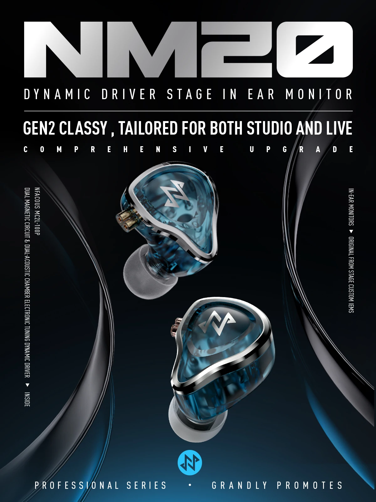 

NF ACOUS NM20 MC2L-100P Dynamic Driver In Ear Monitors,Professional Stage IEMs,Gen2 Classy, Tailored for both studio and live.