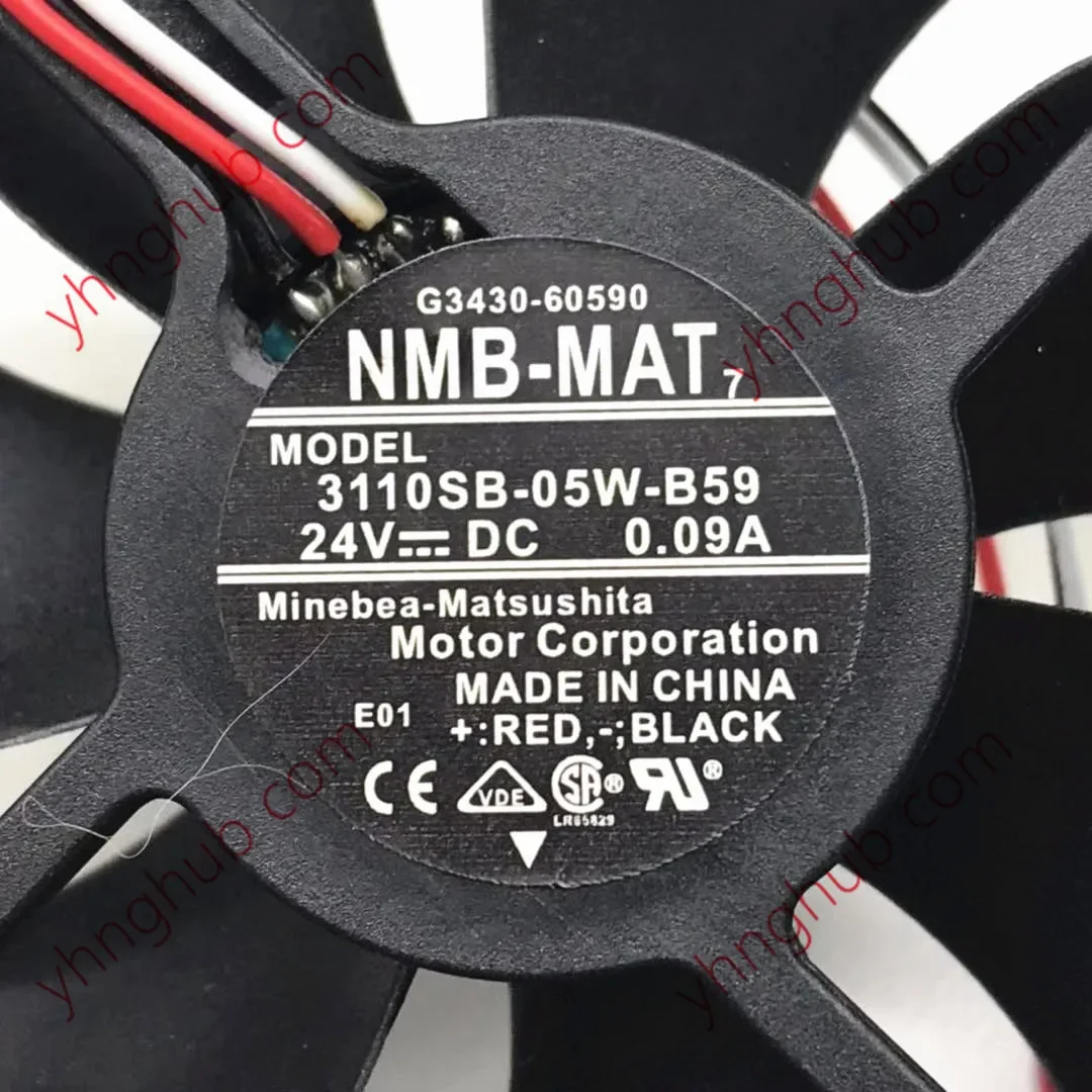 

NMB-MAT 3110SB-05W-B59 E01 DC 24V 0.09A 80x80x25mm 3-Wire Server Cooling Fan