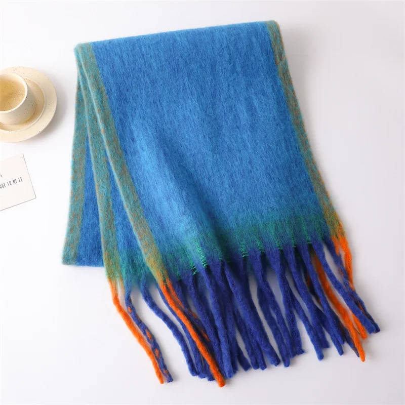 Solid Warm Women\'s Winter Scarf Thickened Imitation Cashmere Long Tassel Shawl Wrap Scarf Women Clothing Accessories