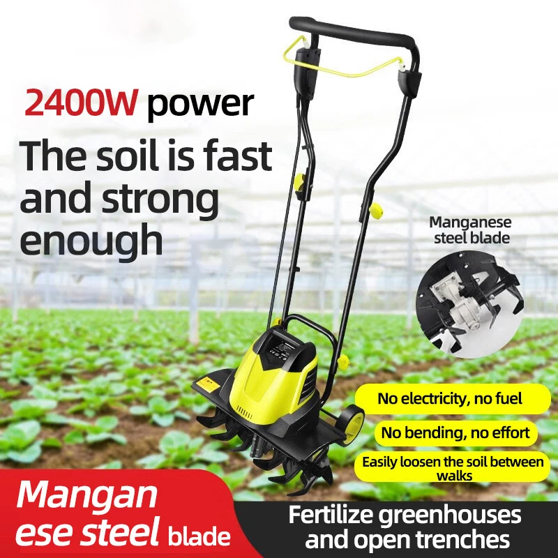 2400W Electric Tiller 220V Small Plow Machine Small Plow Machine Household Agriculture Gardening tools  Gardening tools