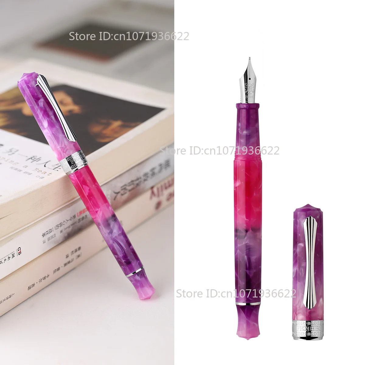 

Limited PENBBS 470 Vacuum Filling Fountain Pen Blade/Round Nib Pen Large Capacity Transparent Acrylic Business Writing Gift Pen