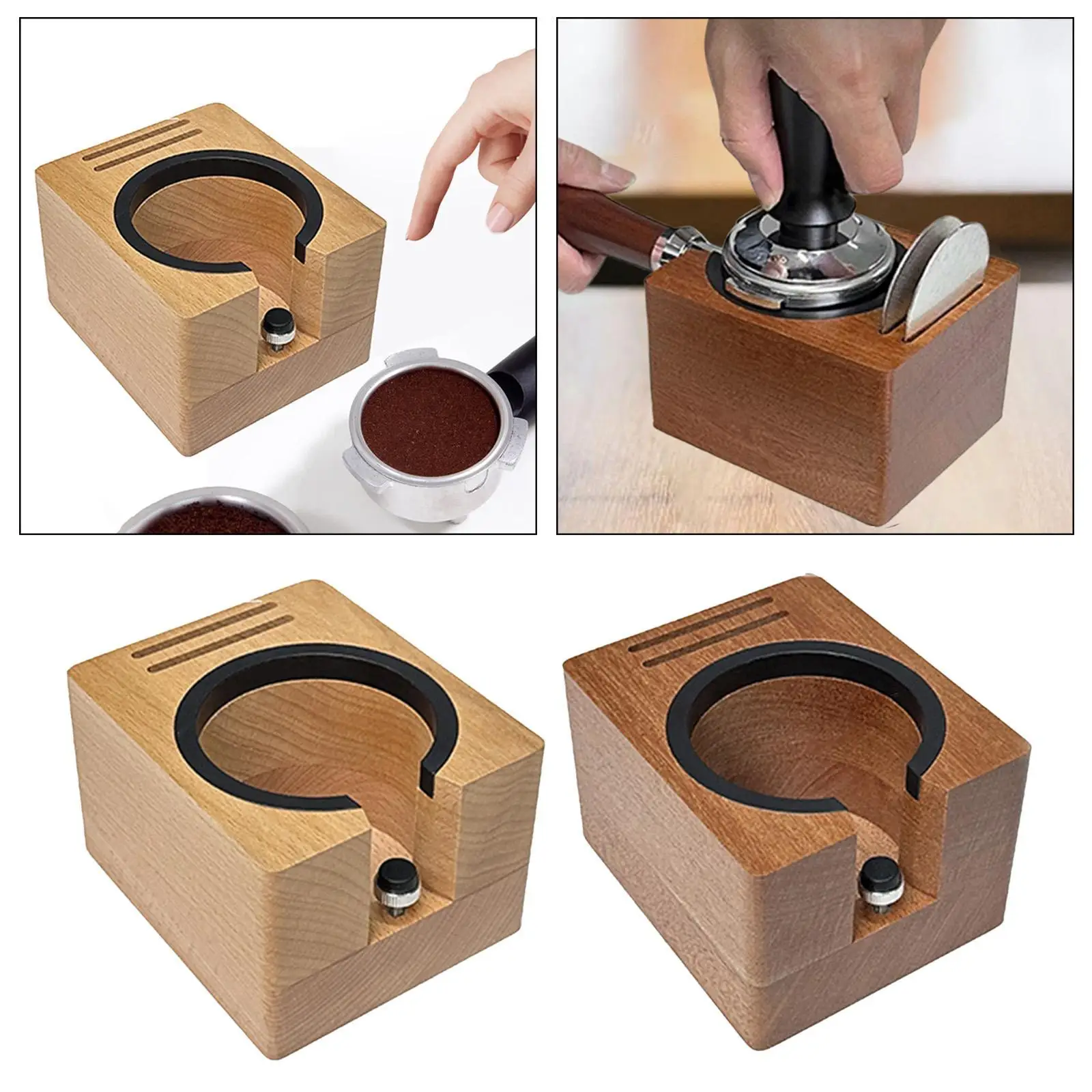 

Coffee Tamper Stand Espresso Organizer Box Non Slip Adjustable Knob Screw Multifunction Tamper Distribution for Worktop