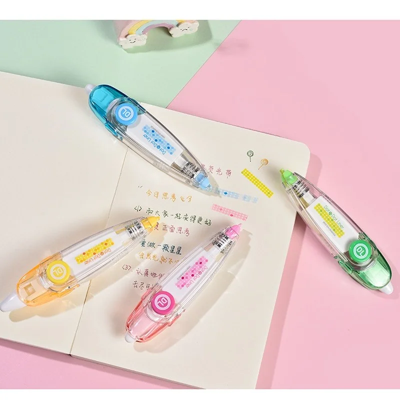 Korean Kawaii Stripe Dots Press Type Decorative Correction Tape Scrapbooking Diary Stationery Cute School Supplies Supply