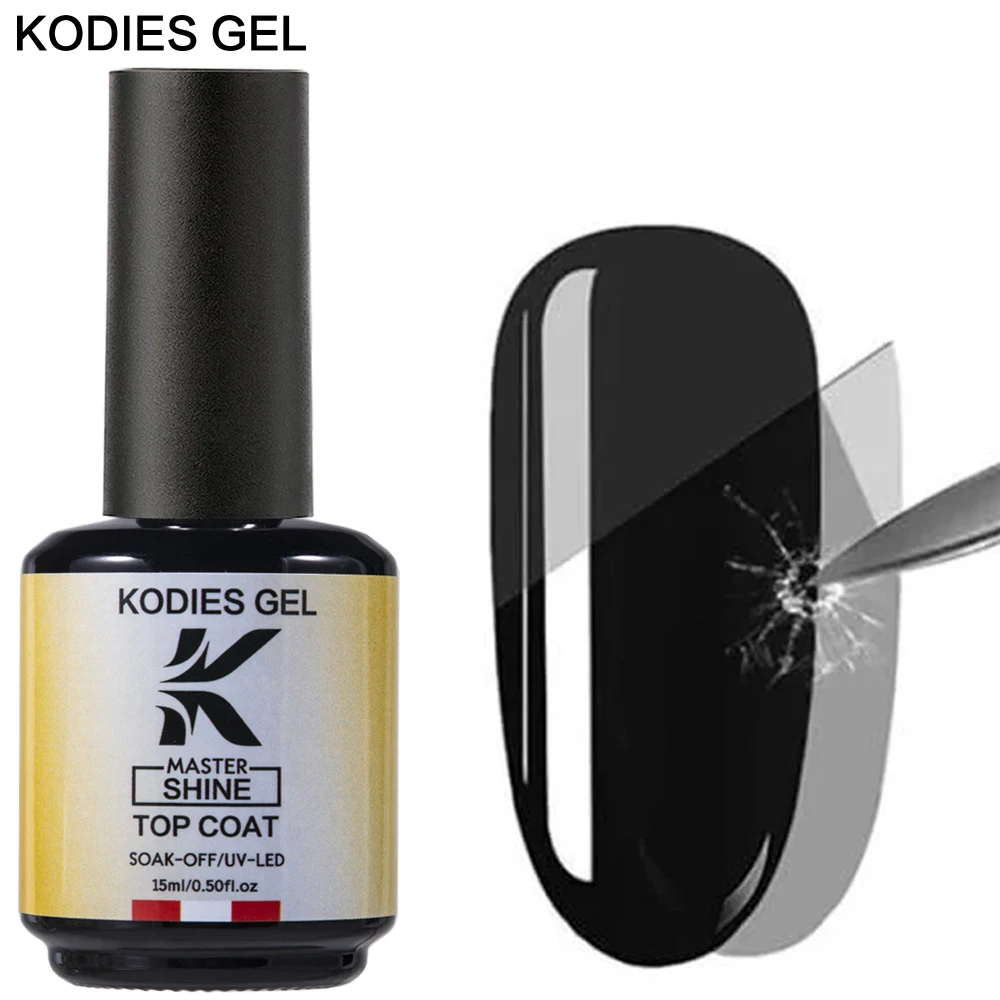 

KODIES GEL Master Shine Top Coat UV Gel Nail Polish Brillo Diamond Gel Finish No Wipe 15ML Semi Permanent Tough Manicure Nailart