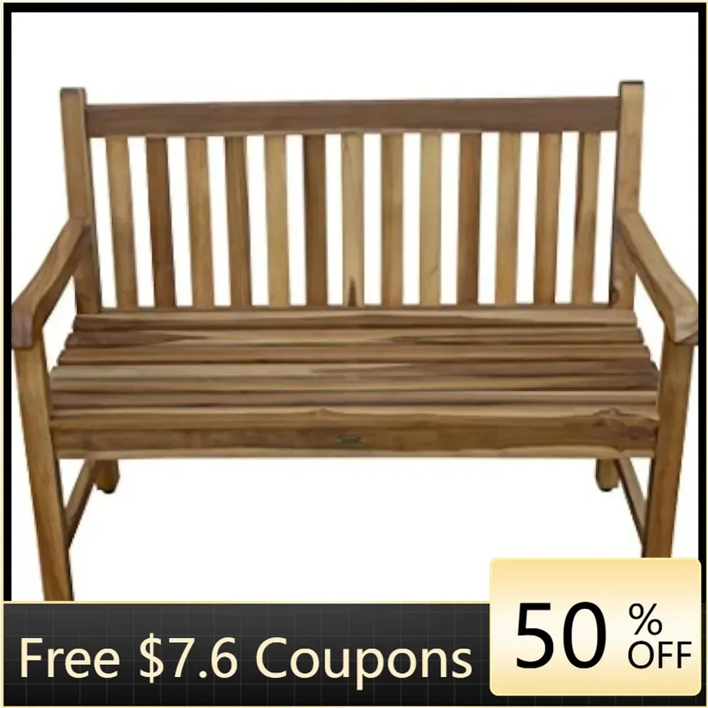 

Outdoor Bench Teak Wood Garden Bench Patio Bench With Armrests and Backrest Outside Benches Furniture