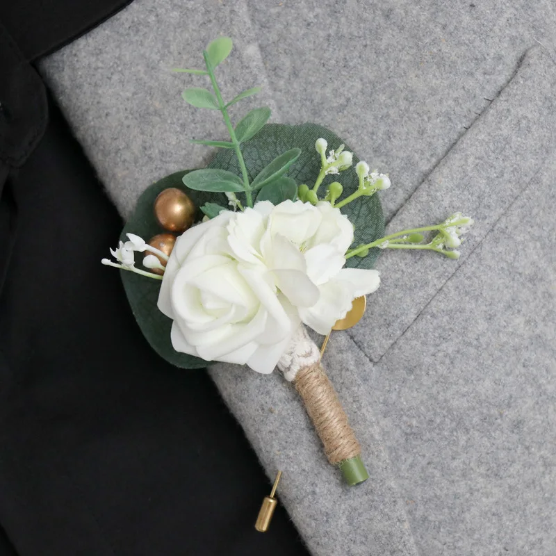 Boutonniereリストコサージ、森の結婚式、花嫁、花嫁、花嫁介添人、花嫁介添人、刺,、ビジネス会議、シミュレーション