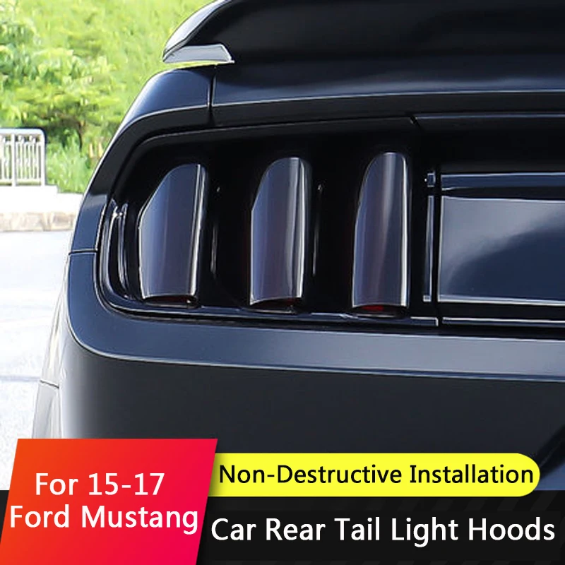 TAJIAN Car Black Rear Tail-lamp Hoods Decoation 6Pcs Tail Light Cover Car Auto Exterial Accessories For Ford 2015-2017 Mustang