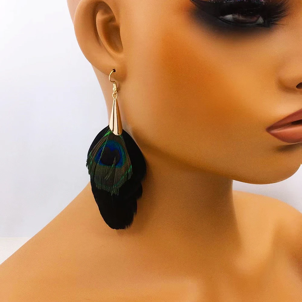 Stylish Bohemian Feather Earrings for Women Korean Elegant Women\'s Jewelry With Exaggerated Temperament Holiday Gift Jewelry