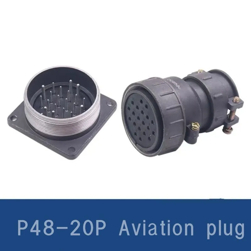 Military Aviation Plug P48 Opening 48MM Circular Connector 20P/26P P48K6Q P48K5Q Cable Plug Socket 500v/25A