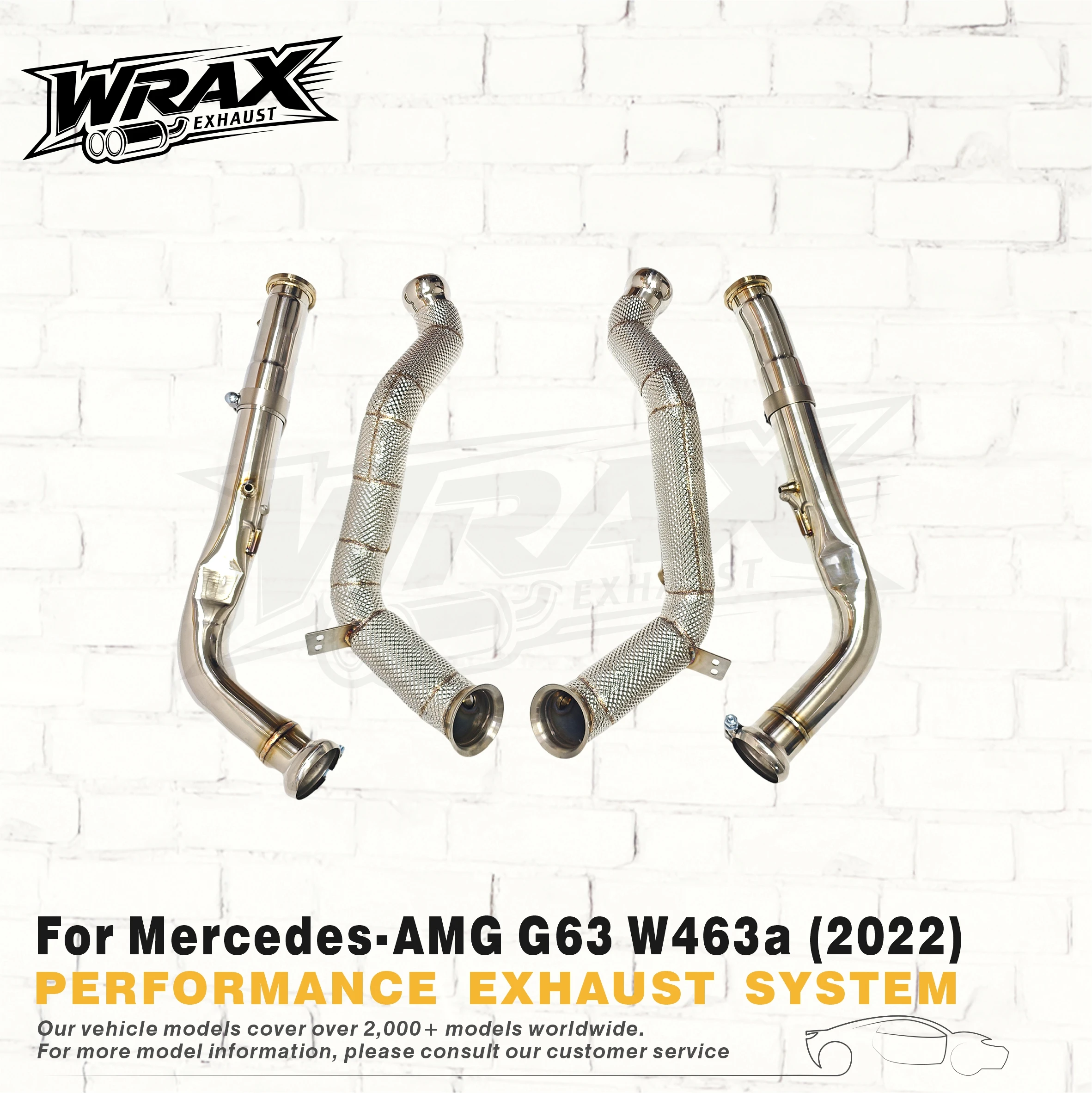 

WRAX SS304 Downpipe without Catalyst for Mercedes-AMG G63 W463a 2022 High Performance Exhaust Free Heat Shield