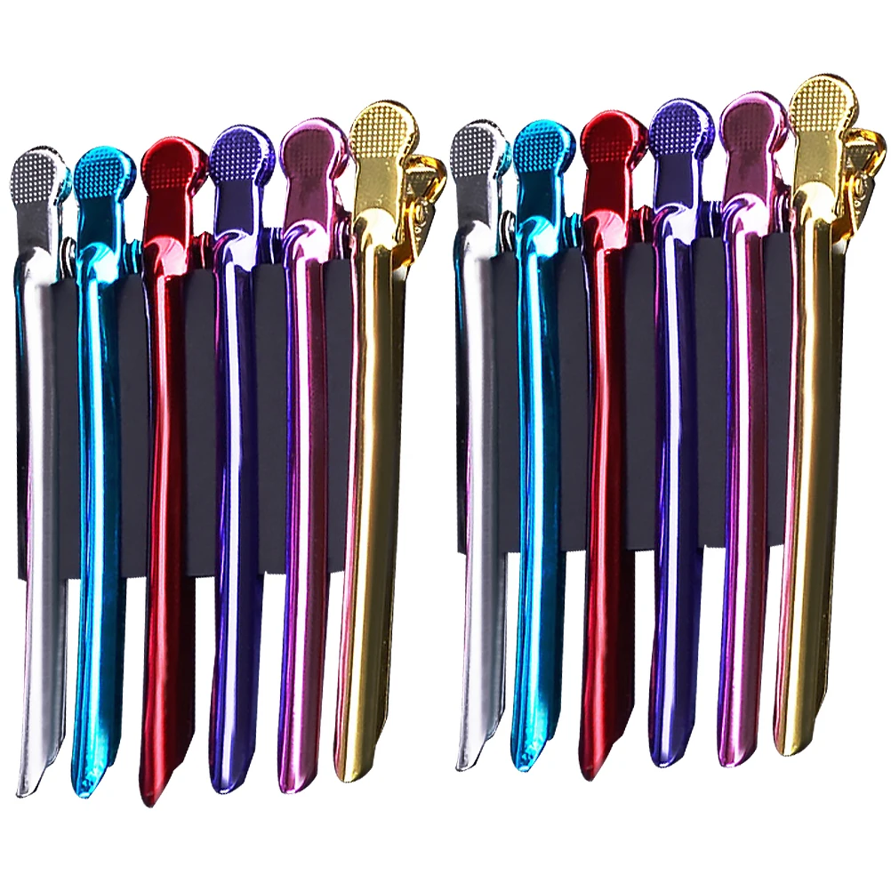 

12pcs Colorful Hairdressing Clips Stainless Steel Durable Glossy Smooth Surface Home Salon Use Hairpin Tools For Cold Wave