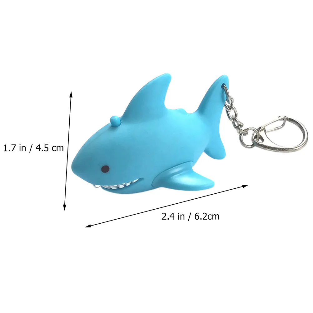 2Pcs Cartoon Shark Shape LED Flashlight Keychains Sound Glowing Key Ring Bag Pendant LED Keychains Key Ring Creative Keychain