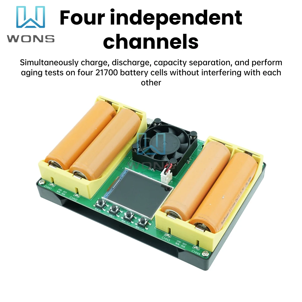 

21700 4-канальный тестер емкости аккумулятора, тестер заряда/разряда аккумулятора, 2-проводное внутреннее сопротивление для тестирования аккумуляторов типа C