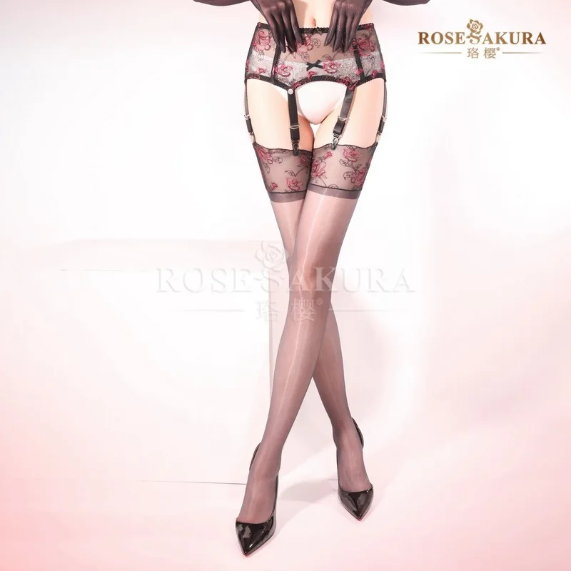 

Cherry Blossom8418High-End Embroidery Garter Plastic Coated Metal Suspender Buckles European and American Style Aurora Stockings