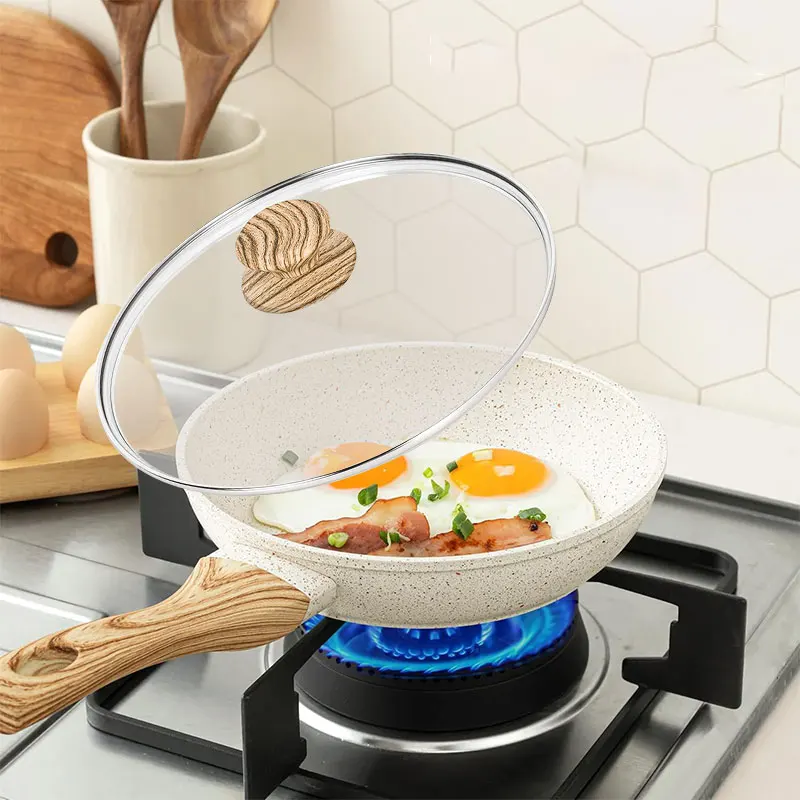 

8/10 inch Omelet Pan Skillet Nonstick Ceramic Frying Pan with Lid Non-toxic Kitchen Cooking Chefs Pan Induction Compatible Pan