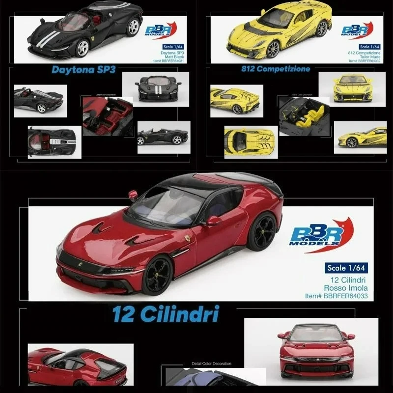 

(Предзаказ) BBR 1:64 Daytona SP3/812 Competizione/12 Литая под давлением модель коллекционной машины Cilindri, подарок для автомобиля BBRFER64021/32/33