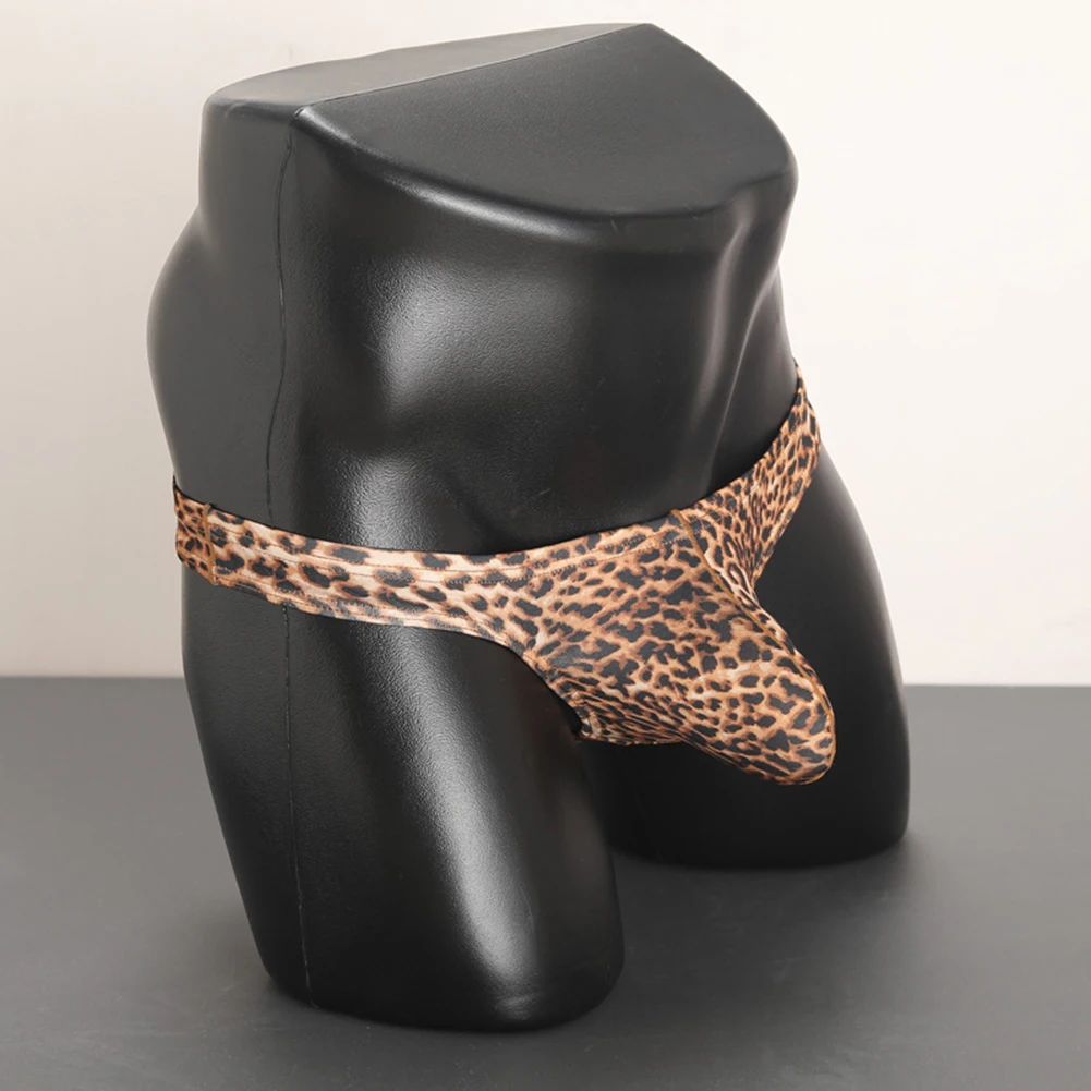 남성용 섹시한 T 백 끈 팬티, 로우웨이스트 레오파드 비키니, 편안한 바지, 타이트 통기성 팬티, 엉덩이 속옷