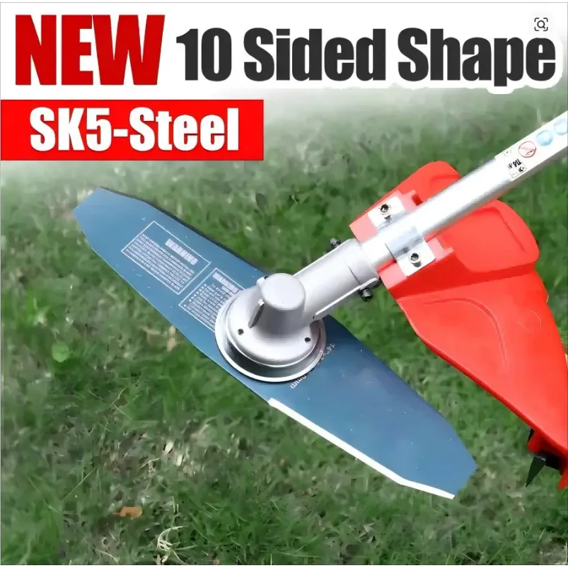 14inch 10-Blade Sk5 Carbon Steel Lawn Mower Blade, Suitable for Brush Cuttersand Other Garden Tools, 6/9 Adapter Accessories
