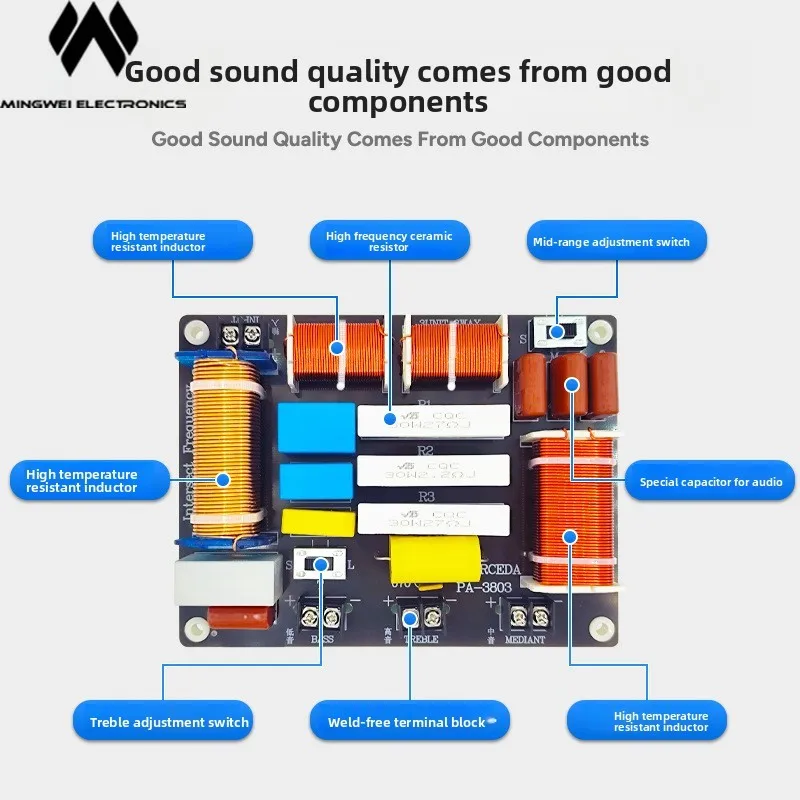 MW Audio 2PCS High Power 3 Way Speaker Crossover for Home Theater
