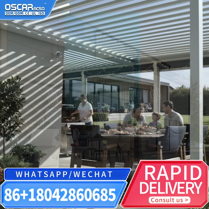 Large Aluminium Bioclimatic Louvered Pergola Sun Shade Waterproof Windproof for US Balconies Nature inspired Outdoor Areas pergo