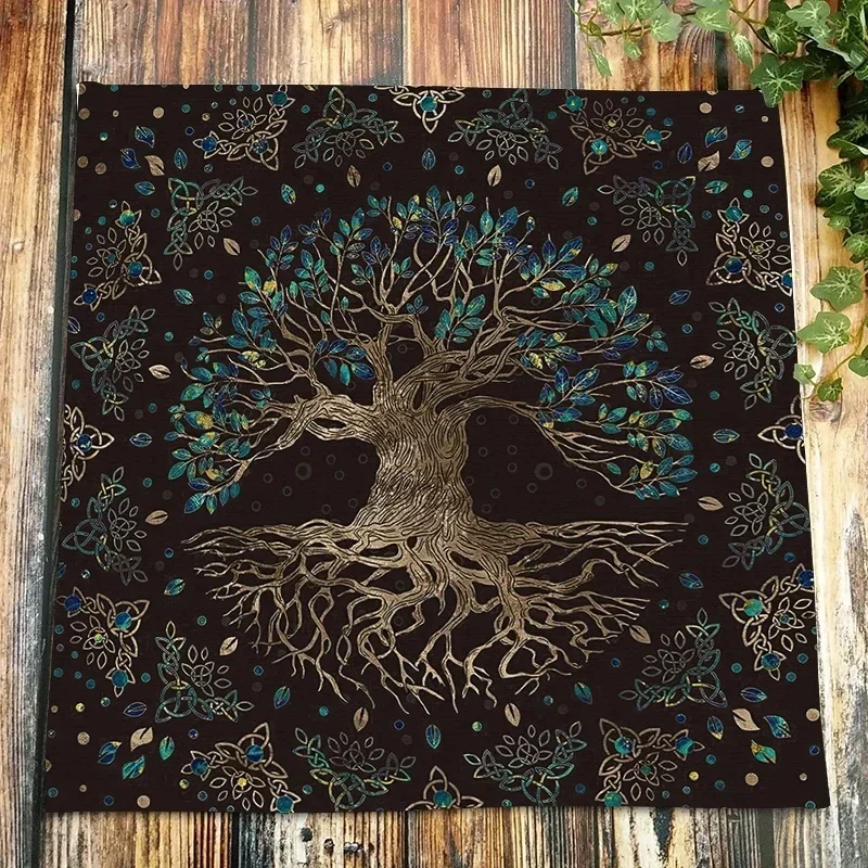 Tree of Life Tarot Tablecloth Altar Cloth Pagan Spiritual Pendulum Witchcraft Astrology Oracle Cards Pads for Room Home Decor