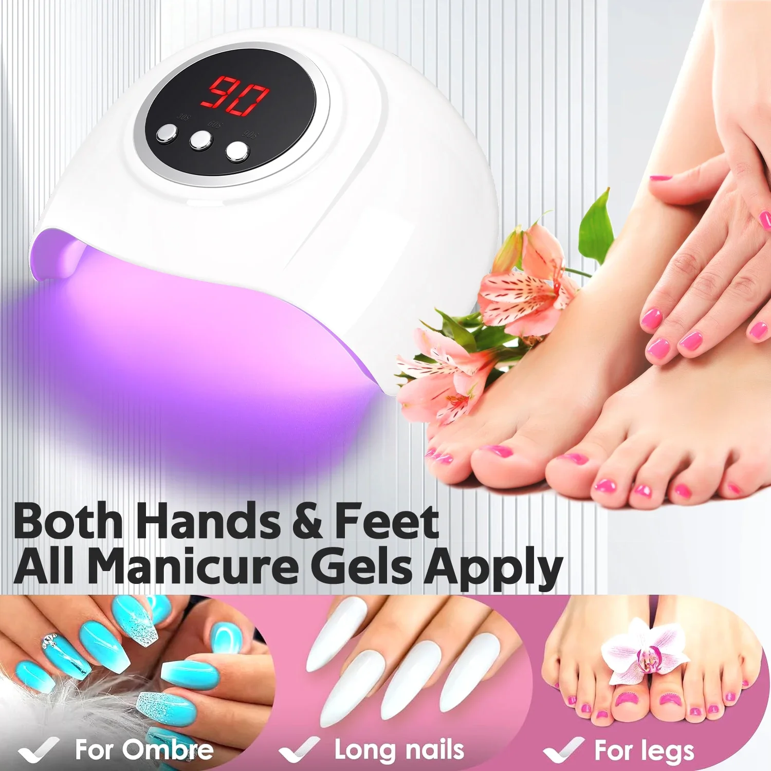 72W UV LED Nail Lamp Professional 24LEDS Gel Polish Drying Lamp With Automatic Sensing 3 Timer Nail Dryer Manicure Salon Tools