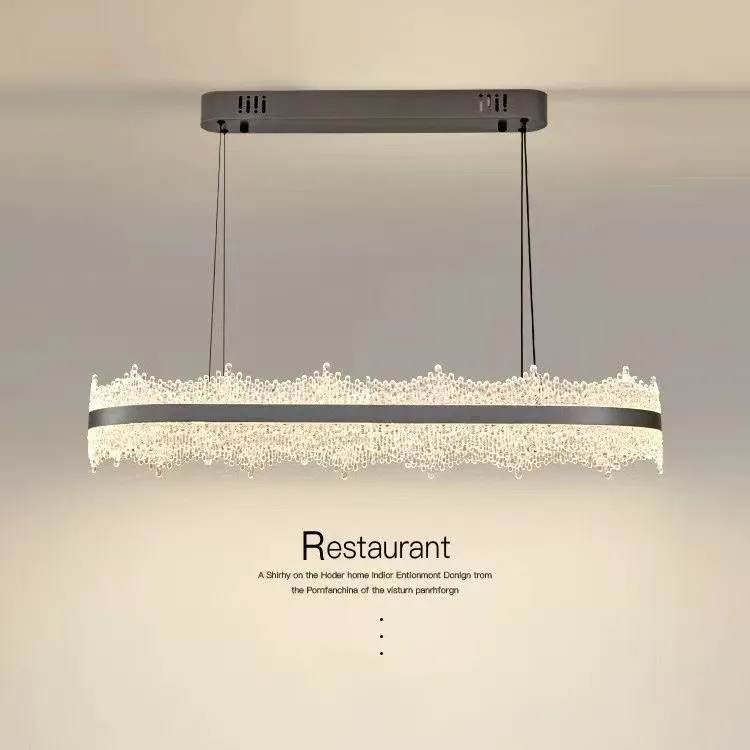 Italian minimalist restaurant chandelier modern minimalist atmosphere oval dining bar iceberg light luxury dining table lamp