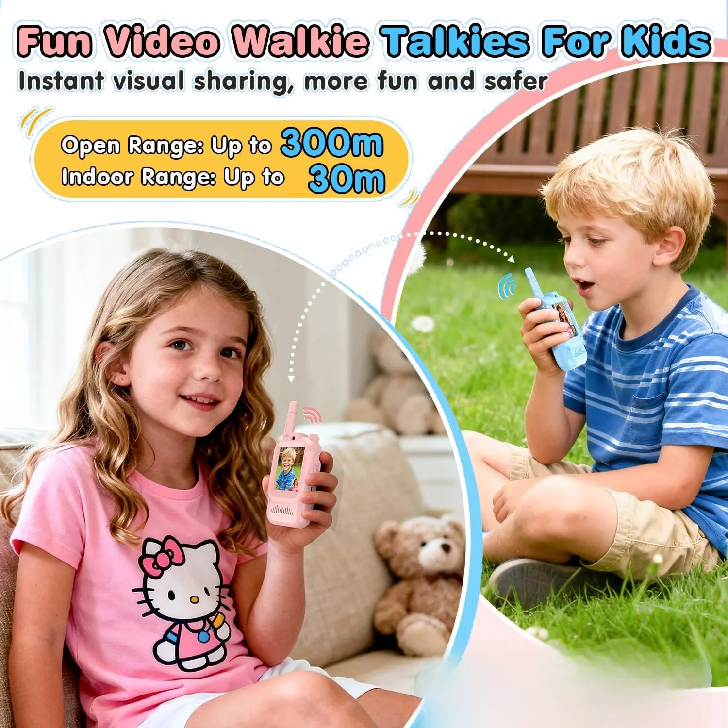 Children Video Walkie Talkies with HD Screen USB-C Rechargeable One-Click Intercom For Kids Gadgets Technology Gift