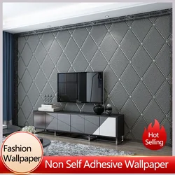 New Diamond Inlaid Diamond Grid Wallpapers Imitation Deer Skin Velvet Non Woven Living Room Wallpaper Home Decor