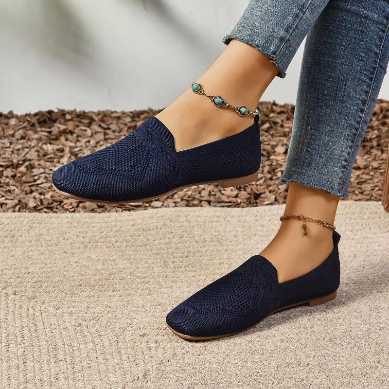 Zapatos vulcanizados sin cordones para mujer, zapatillas informales de malla con cabeza redonda, talla grande, gran oferta, 2024