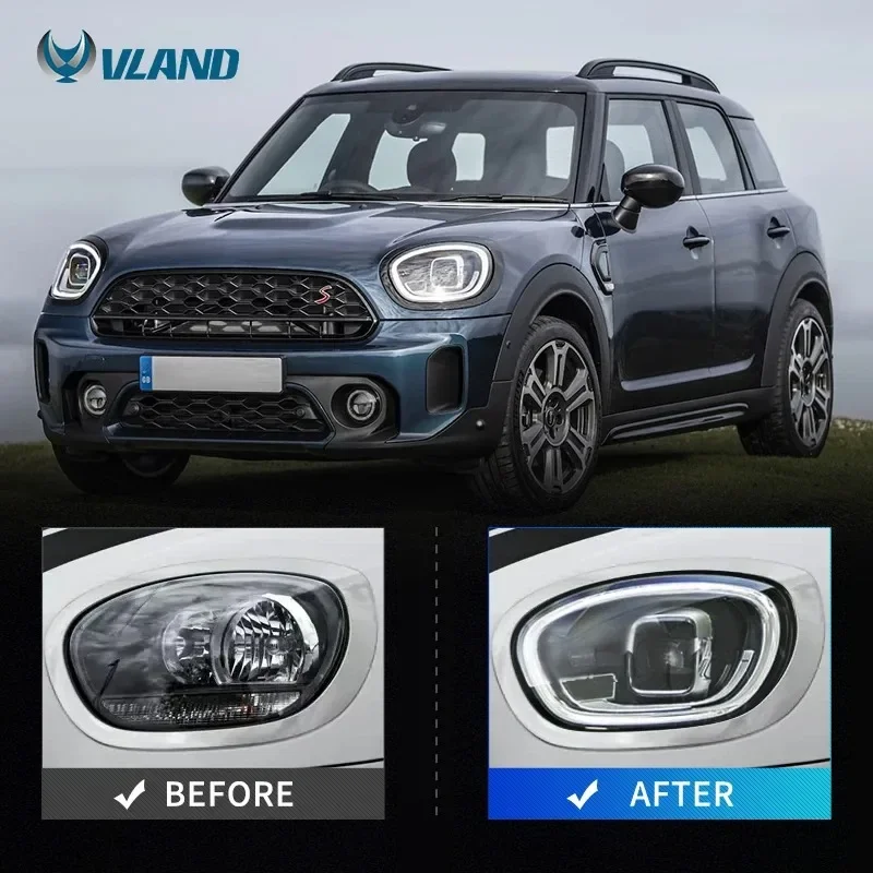 

VLAND Factory LED Headlights New Product for Mini Cooper Countryman F60 Front Lamp 2017-2023 2nd Gen Official Halogen Model Only