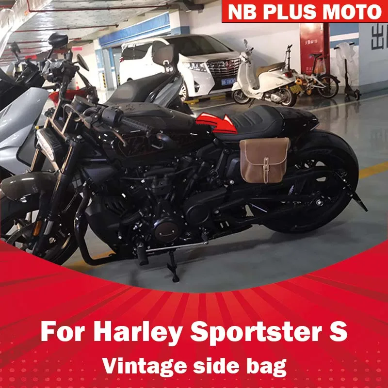 

【Premium】For Harley Sportster S Side Bag Cowhide Side Bag Vintage Motorcycle Accessories Black Knight Row Bag